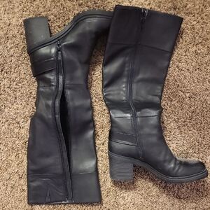 Black Knee-High Leather Boots